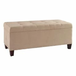 Best Sale π Linon Carmen Wood Upholstered π Shoe Storage Ottoman In Beige π