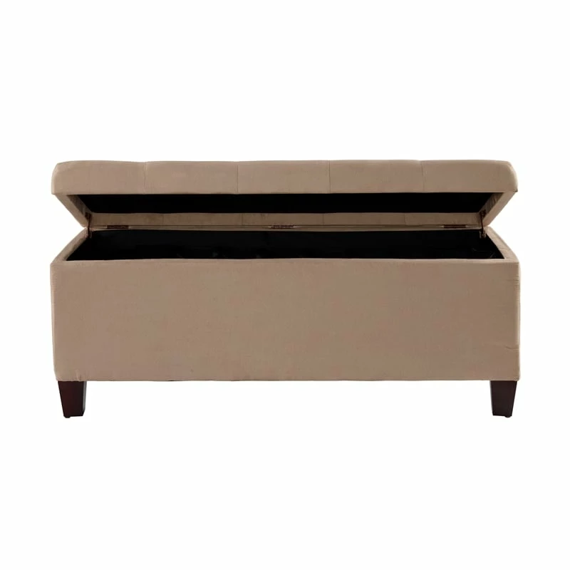 Best Sale π Linon Carmen Wood Upholstered π Shoe Storage Ottoman In Beige π 3 Best Sale π Linon Carmen Wood Upholstered π Shoe Storage Ottoman In Beige π - Image 3