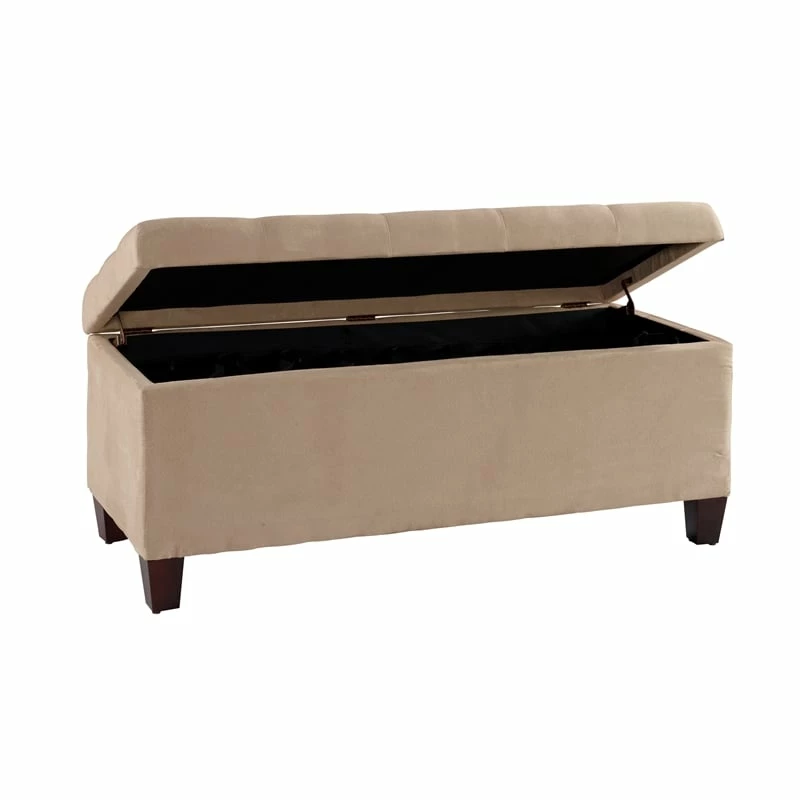 Best Sale π Linon Carmen Wood Upholstered π Shoe Storage Ottoman In Beige π 4 Best Sale π Linon Carmen Wood Upholstered π Shoe Storage Ottoman In Beige π - Image 4