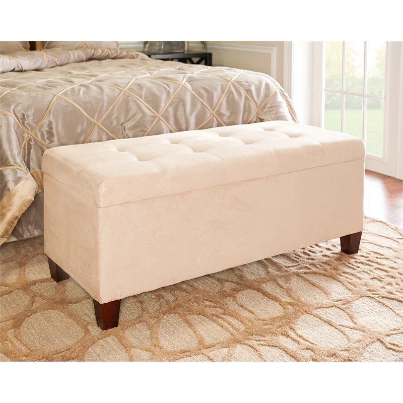 Best Sale π Linon Carmen Wood Upholstered π Shoe Storage Ottoman In Beige π 7 Best Sale π Linon Carmen Wood Upholstered π Shoe Storage Ottoman In Beige π - Image 7