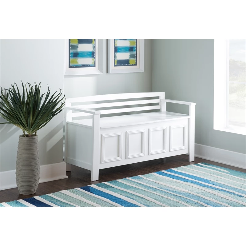 Best Sale π Linon Lenly Entryway Storage Bench In White π― 3 Best Sale π Linon Lenly Entryway Storage Bench In White π― - Image 3