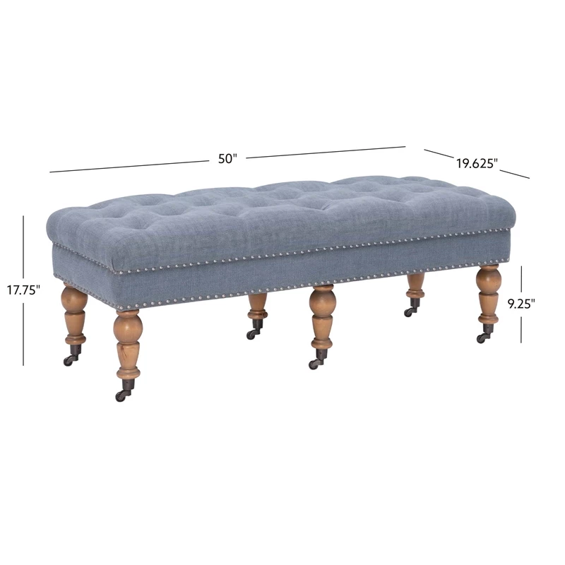 Flash Sale π Linon Isabelle 50" Wood Upholstered Bench In Blue π€© 7 Flash Sale π Linon Isabelle 50" Wood Upholstered Bench In Blue π€© - Image 7