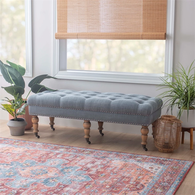 Flash Sale π Linon Isabelle 50" Wood Upholstered Bench In Blue π€© 2 Flash Sale π Linon Isabelle 50" Wood Upholstered Bench In Blue π€© - Image 2