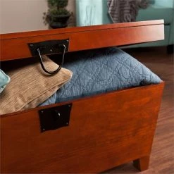 Outlet ⌛ Southern Enterprises SEI Furniture Pyramid Storage Trunk Coffee Table In Mission Oak 🌟 -Bedroom Benches Store 9426 7 L
